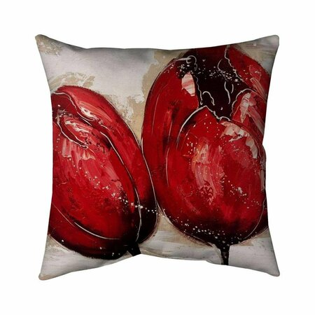 BEGIN HOME DECOR 20 x 20 in. Two Red Tulips-Double Sided Print Indoor Pillow 5541-2020-FL87